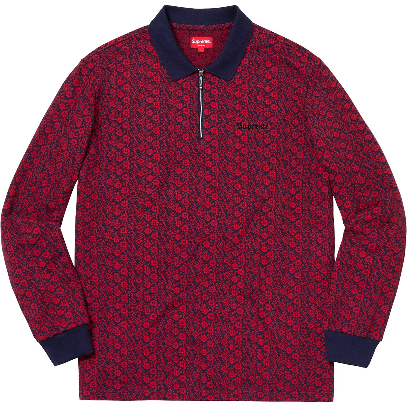 Floral Jacquard Zip L/S Polo view 4